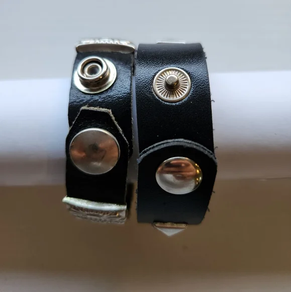 90s Leather Studded Bracelets - Picture 3 of 3